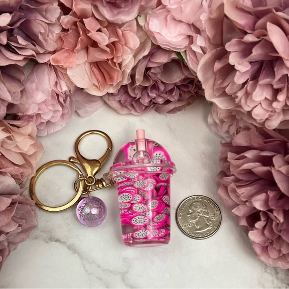 Boho Chic Dragon Fruit Infused Water Drink Keychain Charm - Picture 15 of 17